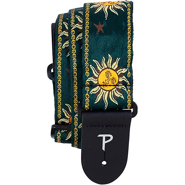 Perri's Premium Jacquard Guitar Strap Green Suns 2 in.