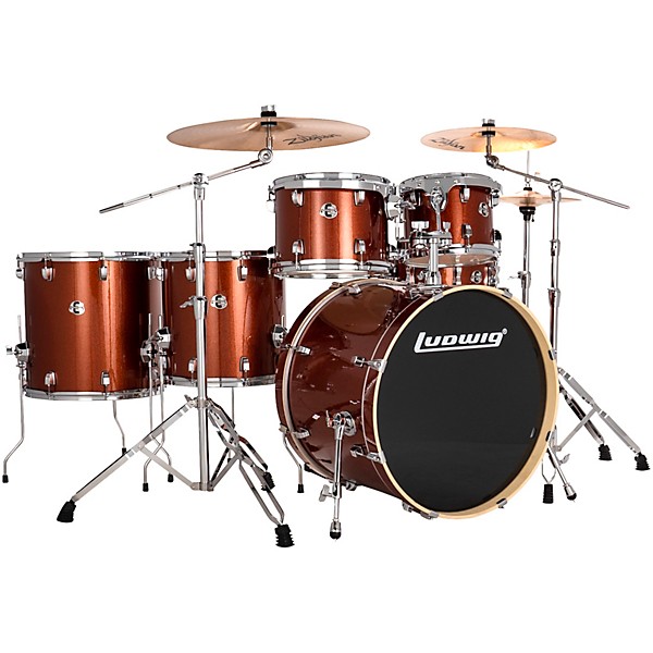 Ludwig Evolution 6-Piece Drum Set With 22" Bass Drum and Zildjian I Series Cymbals Copper