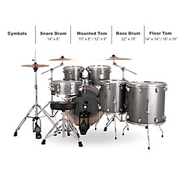 Ludwig Evolution 6-Piece Drum Set With 22" Bass Drum and Zildjian I Series Cymbals Platinum