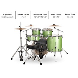 Ludwig Evolution 5-Piece Drum Set With 22" Bass Drum and Zildjian I Series Cymbals Mint