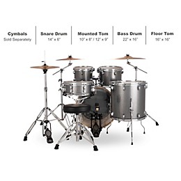 Ludwig Evolution 5-Piece Drum Set With 22" Bass Drum and Zildjian I Series Cymbals Platinum