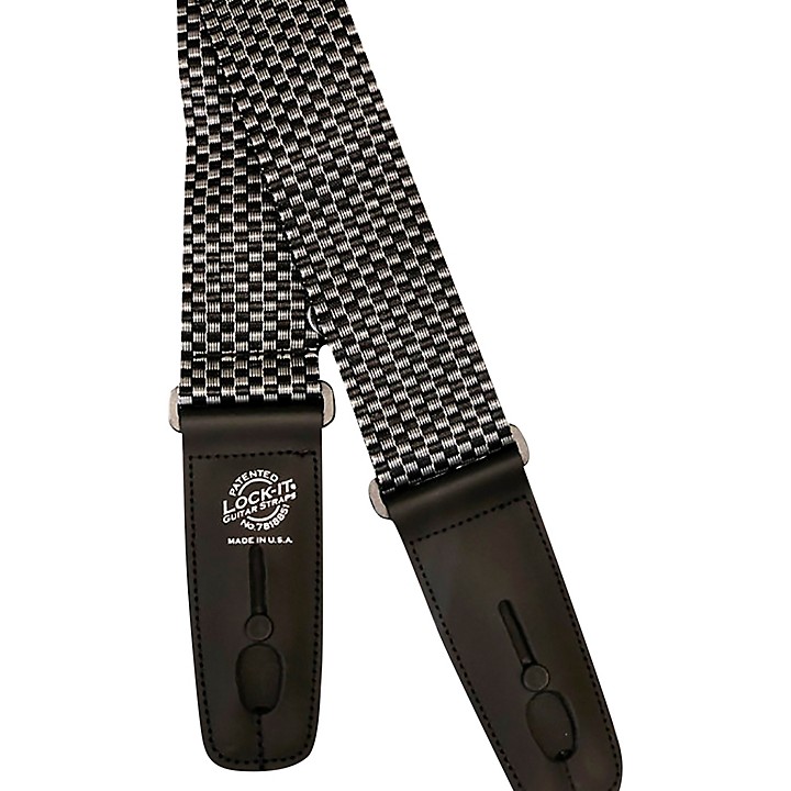 LockIt Straps 2" Locking Guitar Strap Silver Checkerboard Guitar Center