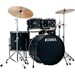 TAMA Imperialstar 5-Piece Complete Drum Set With 22" Bass Drum and MEINL HCS Cymbals Blacked Out Black