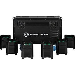 American DJ Element H6 6 pack battery powered pars with charge case and UCIR24 wireless remote Black