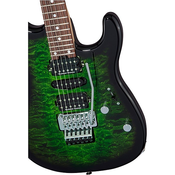 Charvel MJ San Dimas Style 1 HSH FR M QM Electric Guitar Transparent Green Burst