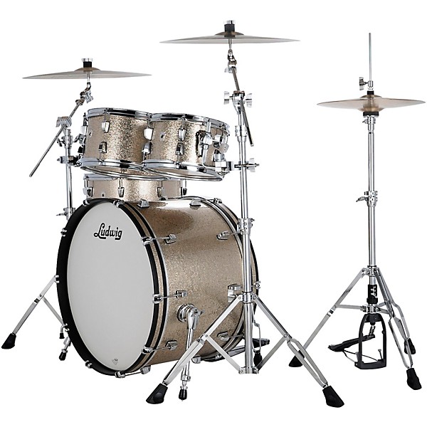 Ludwig NeuSonic 4-Piece Rapid Mod Shell Pack With 22" Bass Drum Titanium Super Sparkle