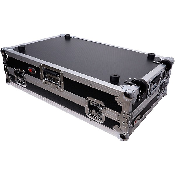 ProX Flight-Style Road Case for Pioneer DDJ-FLX10 DJ Controller With Sliding Laptop Shelf, 1U Rack Space & Wheels Black