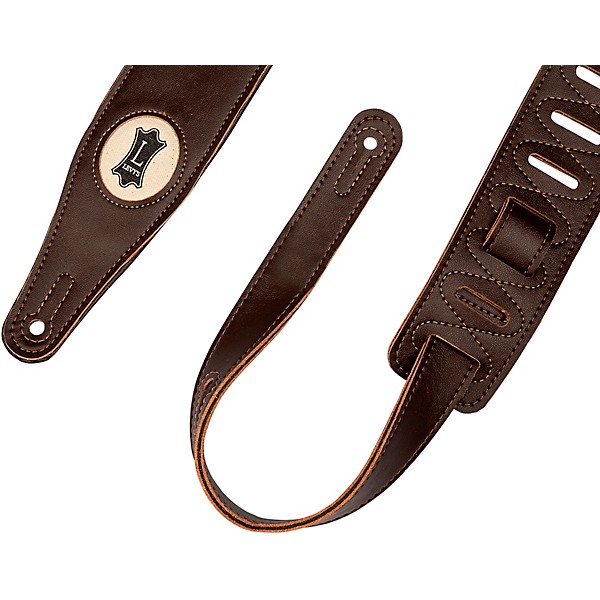 Levy's 2.5" Black Padded Vegan Leather Guitar Strap Brown