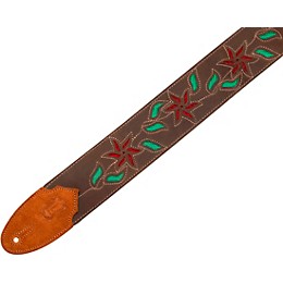 Levy's 2.5" Flowering Vine Leather Guitar Strap Brown/Red