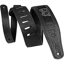 Levy's 2.5" Calaca Black Leather Guitar Strap Skulls