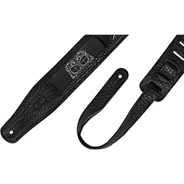 Levy's 2.5" Calaca Black Leather Guitar Strap Skulls