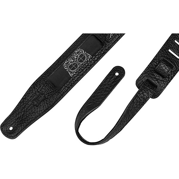 Levy's 2.5" Calaca Black Leather Guitar Strap Skulls