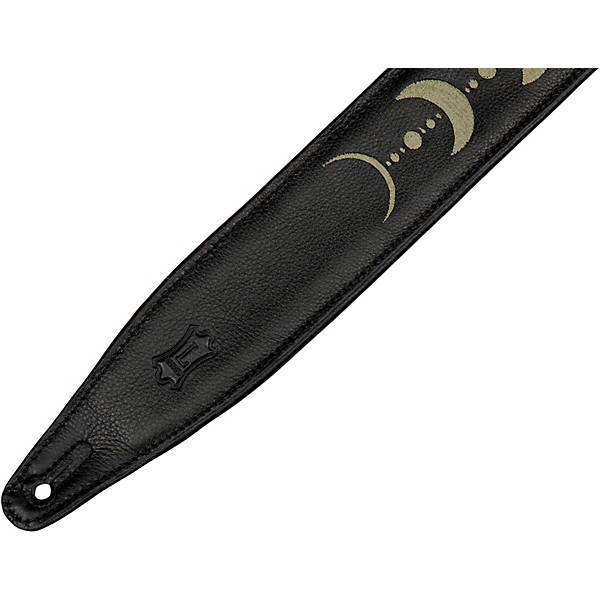 Levy's 2.5" Black Garment Leather Guitar Strap Green Moon