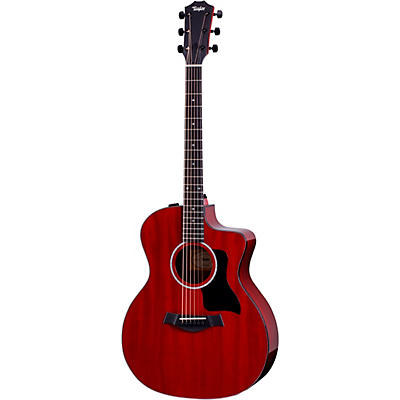 Taylor 224Ce Dlx Limited-Edition Grand Auditorium Acoustic-Electric Guitar Transparent Red for sale
