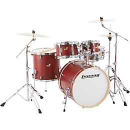 Ludwig BackBeat Elite 5-Piece Complete Drum Set With 22" Bass Drum, Hardware and Cymbals Ruby Grain