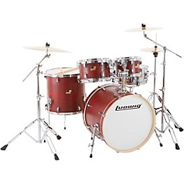 Ludwig BackBeat Elite ... Ludwig BackBeat Elite 5-Piece Complete Drum Set With 22" Bass Drum, Hardware and Cymbals Ruby Grain