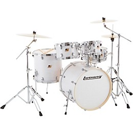 Ludwig BackBeat Elite 5-Piece Complete Drum Set With 22" Bass Drum, Hardware and Cymbals Arctic Grain