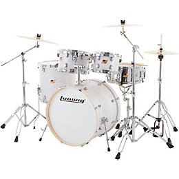 Ludwig BackBeat Elite 5-Piece Complete Drum Set With 22" Bass Drum, Hardware and Cymbals Arctic Grain