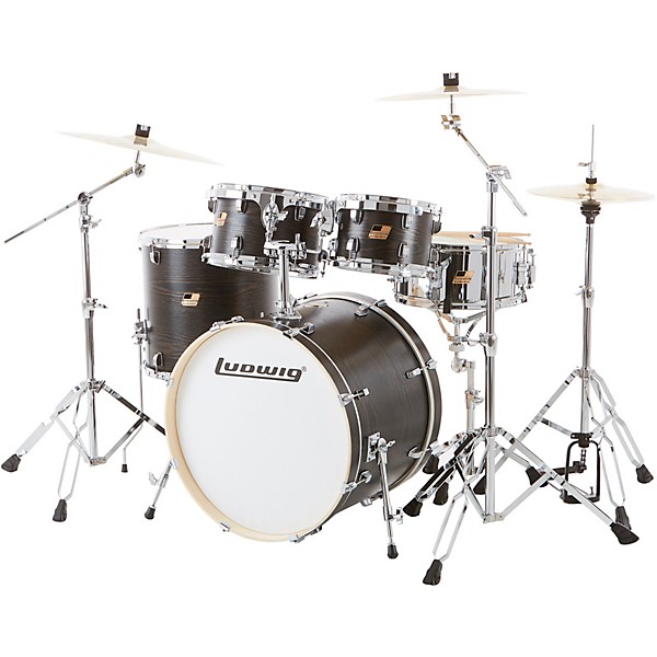 Ludwig BackBeat Elite 5-Piece Complete Drum Set With 22" Bass Drum, Hardware and Cymbals Midnight Grain