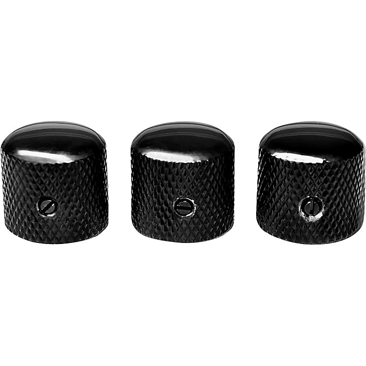 920d Custom Metal Knurled Dome Top Strat Knob Pack of 3 Black
