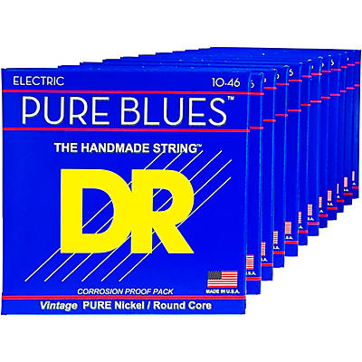 Dr Strings Pure Blues 12-Pack Pure Nickel Electric Guitar Strings Medium 10-46 for sale