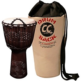 Sawtooth Tribe Series 12" Hand-Carved Congo Design Rope Djembe With Drum Sack Carry Bag