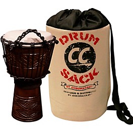 Sawtooth Tribe Series 8" Hand-Carved Congo Design Rope Djembe With Drum Sack Carry Bag