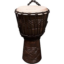 Sawtooth Tribe Series 8" Hand-Carved Congo Design Rope Djembe With Drum Sack Carry Bag
