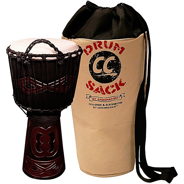 Sawtooth Tribe Series 12" Hand-Carved Unity Design Rope Djembe With Drum Sack Carry Bag