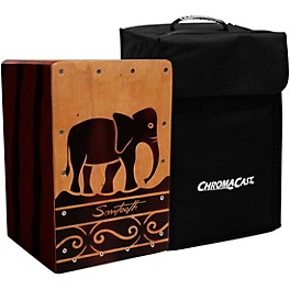 Sawtooth Harmony Series Hand-Stained Elephant Design Travel Size Cajon With Drum Sack Carry Bag