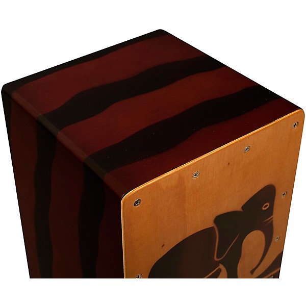 Sawtooth Harmony Series Hand-Stained Elephant Design Travel Size Cajon With Drum Sack Carry Bag