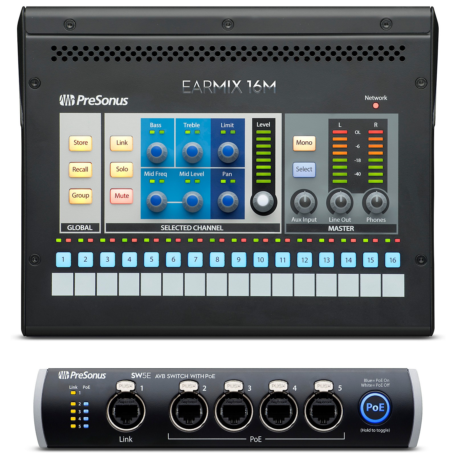 Presonus Personal Monitoring Bundle With 4 EarMix 16M Personal Mixers