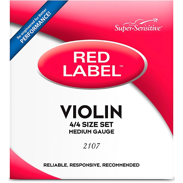 Super Sensitive Red Label Series Violin String Set 4/4 Size, Medium