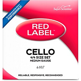 Super Sensitive Red Label Series Cello String Set 4/4 Size, Medium