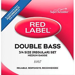 Super Sensitive Red Label Series Double Bass Stri... Super Sensitive Red Label Series Double Bass String Set 3/4 Size, Medium