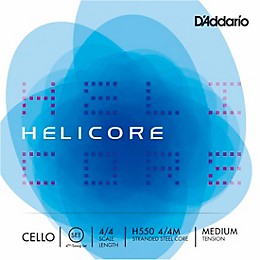D'Addario Helicore Fourths Tuning Cello String Set 4/4 Size, Medium