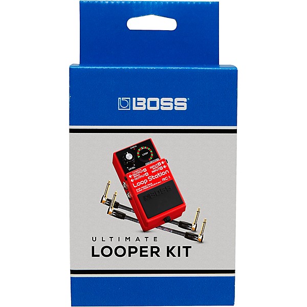 BOSS RC-1 Ultimate Looper Kit With Effects Pedal and Two 6" Patch Cables Red