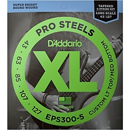 D'Addario EPS300-5 Tapered Steel Bass Guitar Strings .043 - .127