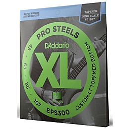 D'Addario EPS300 ProSteel Long Scale Tapered Electric Bass String Set .043 - .107