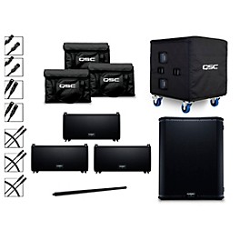 QSC (3) LA108 Pole Mounted Active Line Array Speaker Package With KS118 Subwoofer