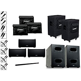 QSC Three LA108 Pole-Mounted Active Line Array Speakers Package With Two KS212C Subwoofers