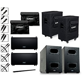 QSC Two LA108 Pole-Mounted Active Line Array Speakers Package With Two KS212C Subwoofers