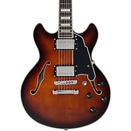 D'Angelico Premier Mini DC Semi-Hollow Electric Guitar With Stopbar Tailpiece Brown Burst