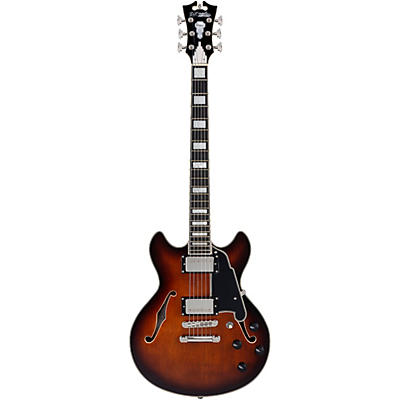 D'angelico Premier Mini Dc Semi-Hollow Electric Guitar With Stopbar Tailpiece Brown Burst for sale