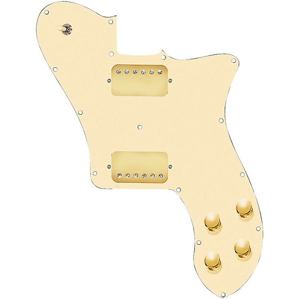 920d Custom Loaded Pickguard for '72 Deluxe Telecaster with Gold Cool Kids Humbuckers Aged White