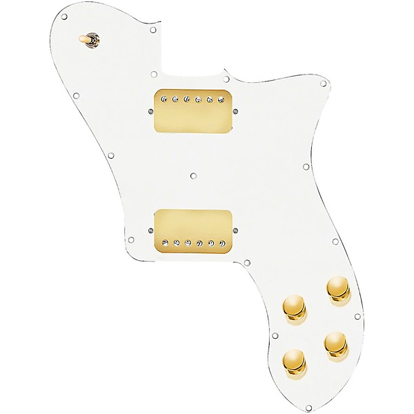 920d Custom Loaded Pickguard for '72 Deluxe Telecaster with Gold Cool Kids Humbuckers White