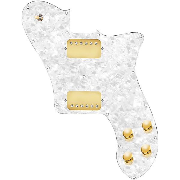 920d Custom Loaded Pickguard for '72 Deluxe Telecaster with Gold Smoothies Humbuckers White Pearl