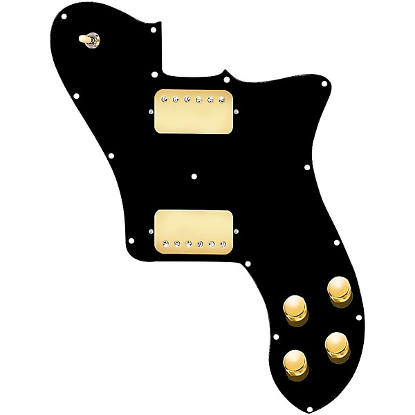 920d Custom Loaded Pickguard for '72 Deluxe Telecaster with Gold Roughnecks Humbuckers Black