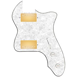 920d Custom 72 Thinline Tele Loaded Pickguard With Gold Roughneck Humbuckers and White Knobs White Pearl