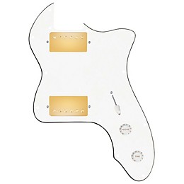 920d Custom 72 Thinline Tele Loaded Pickguard With Gold Roughneck Humbuckers and White Knobs White